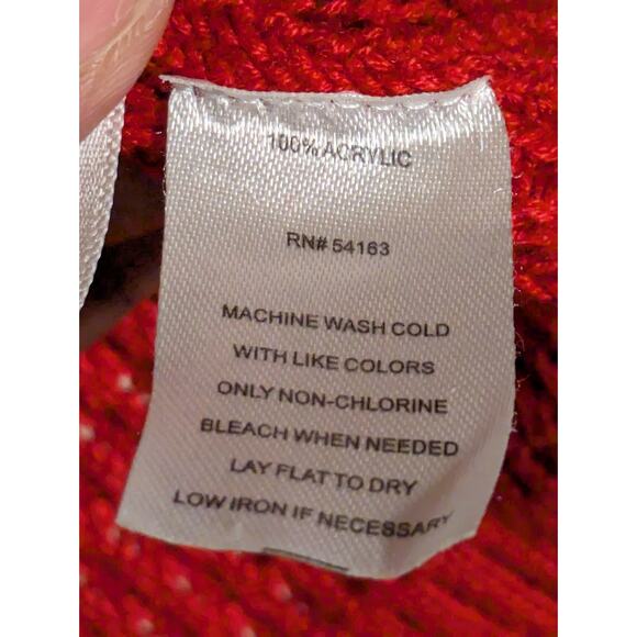 Calvin Klein Women M Red Textured Button Neck Knit Sweater Cozy Winter Christmas - Picture 6 of 12